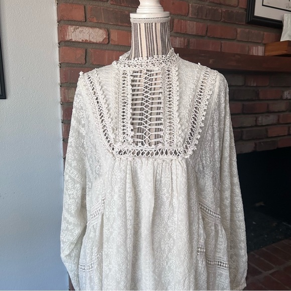 Free People Venice Crochet Mini Dress in Ivory Sz S - Picture 5 of 13